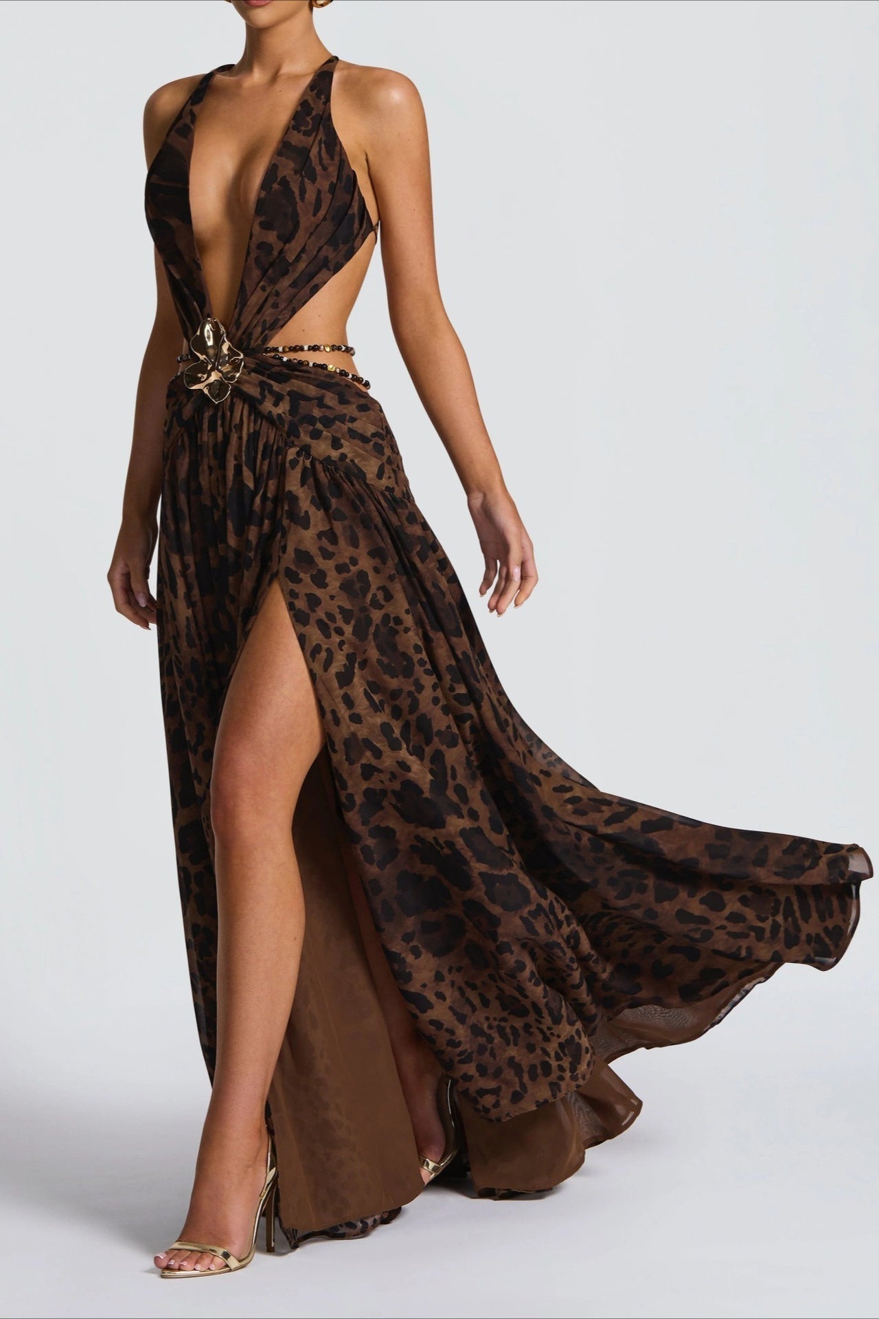 Refined Metal Trim Bodycon Vacation Dress