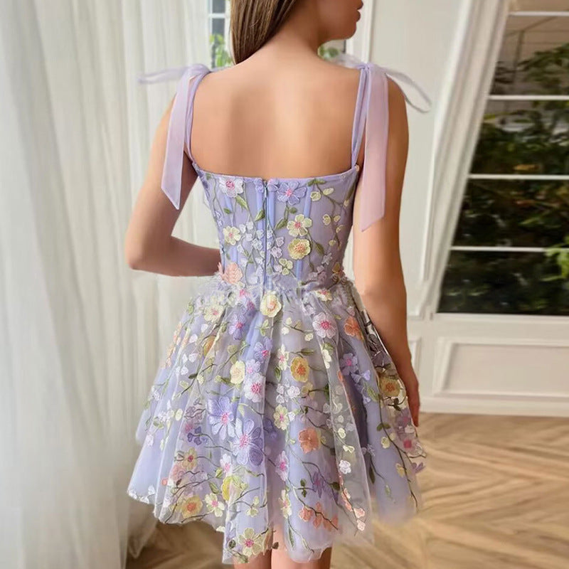 Embroidery Flower Corset Dress