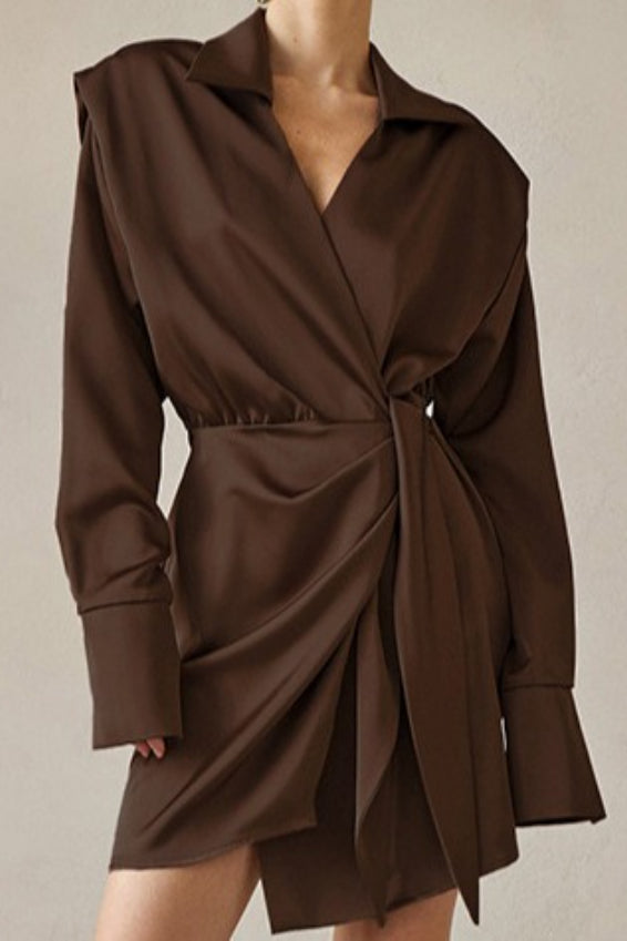 Satin Asymmetric Mini Dress