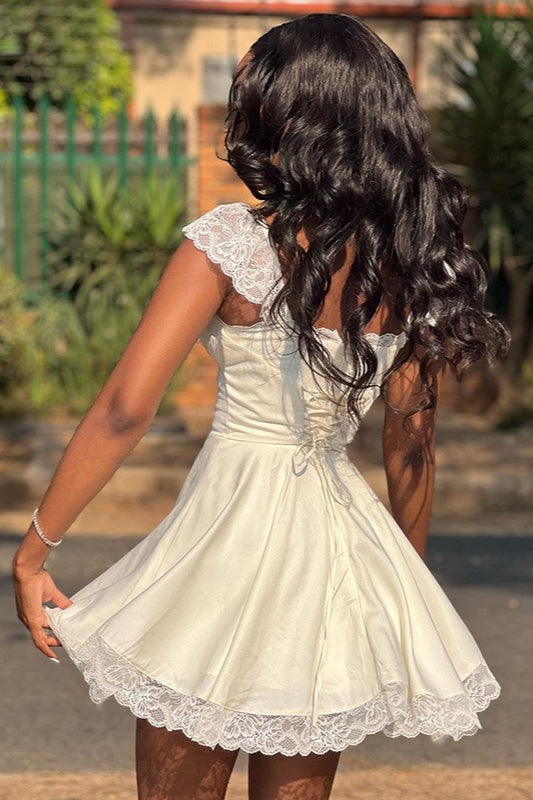 Up Lace Back Spaghetti Strap Mini Dress
