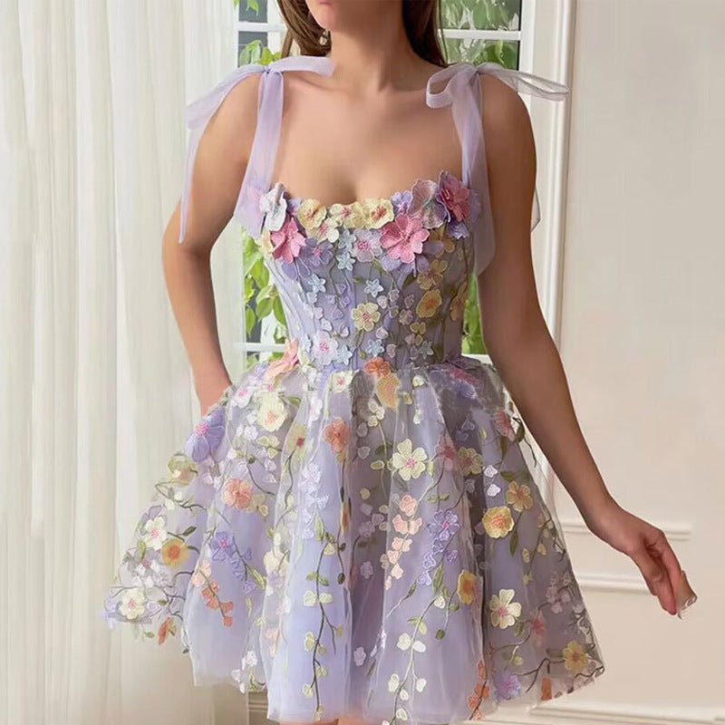 Embroidery Flower Corset Dress