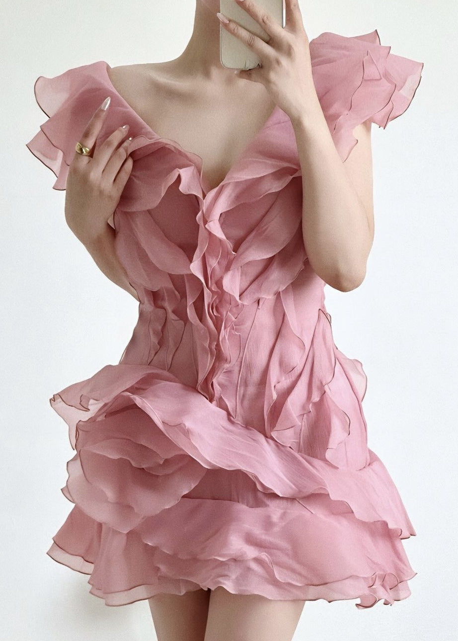 Ruffled Aurelia Organza Mini Dress
