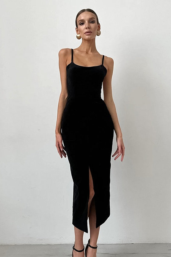 Cami Black Bodycon Midi Dress