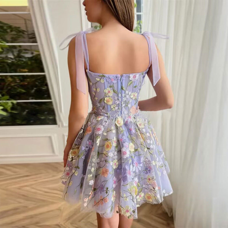 Embroidery Flower Corset Dress