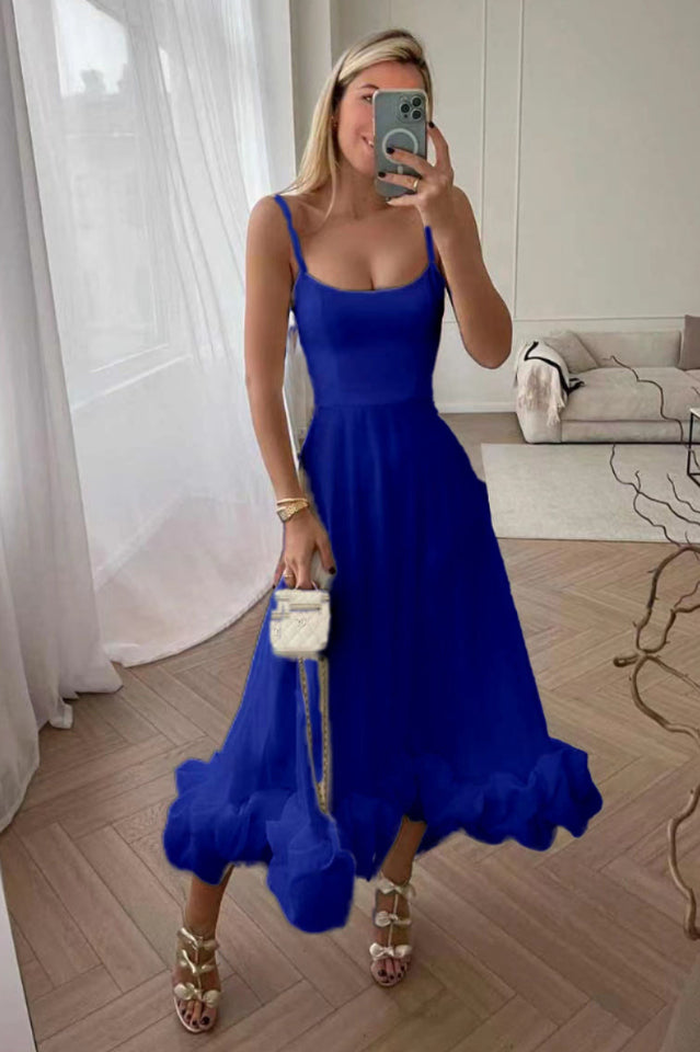Bustier Flounce Midi Dress