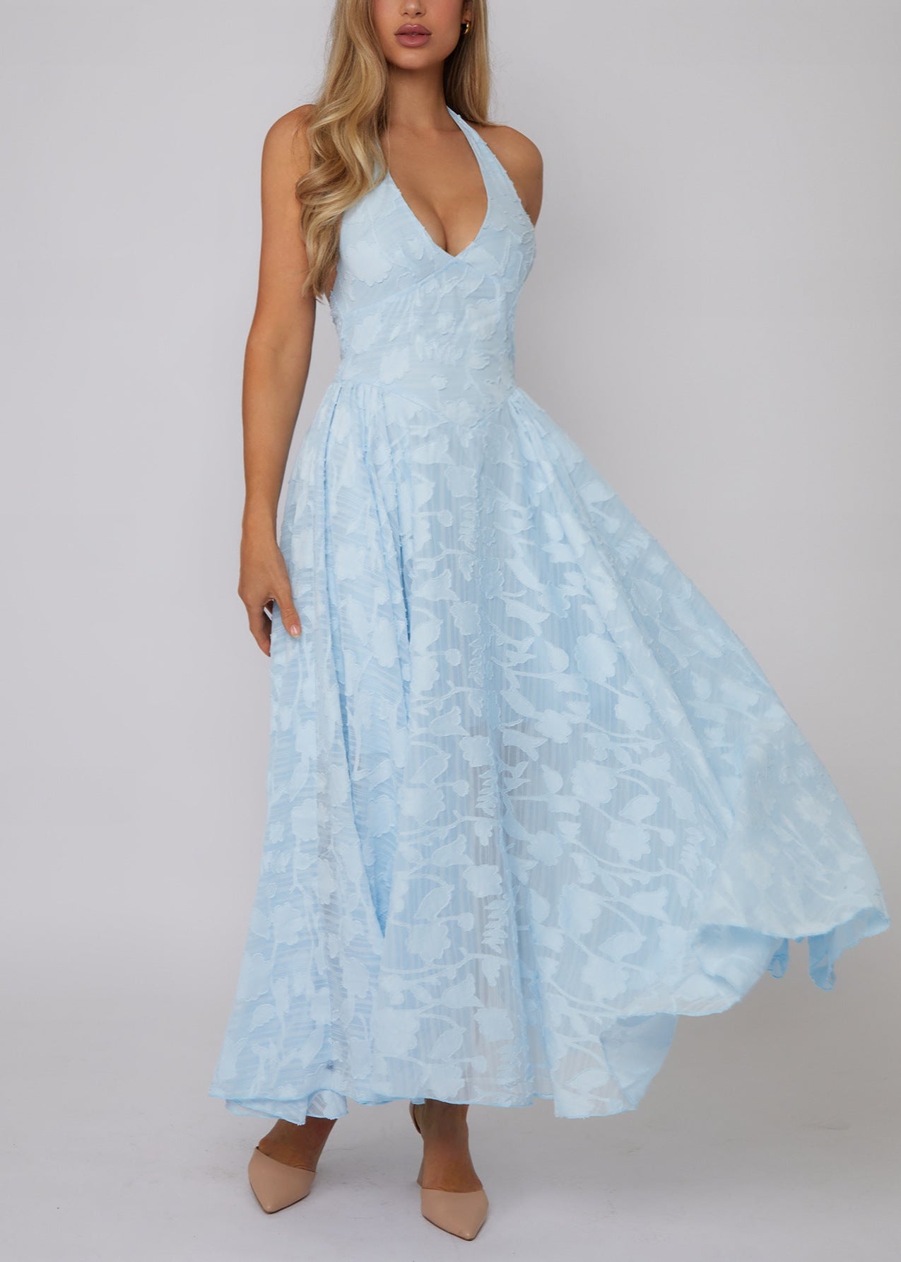 Halter Celeste Lace Maxi Dress