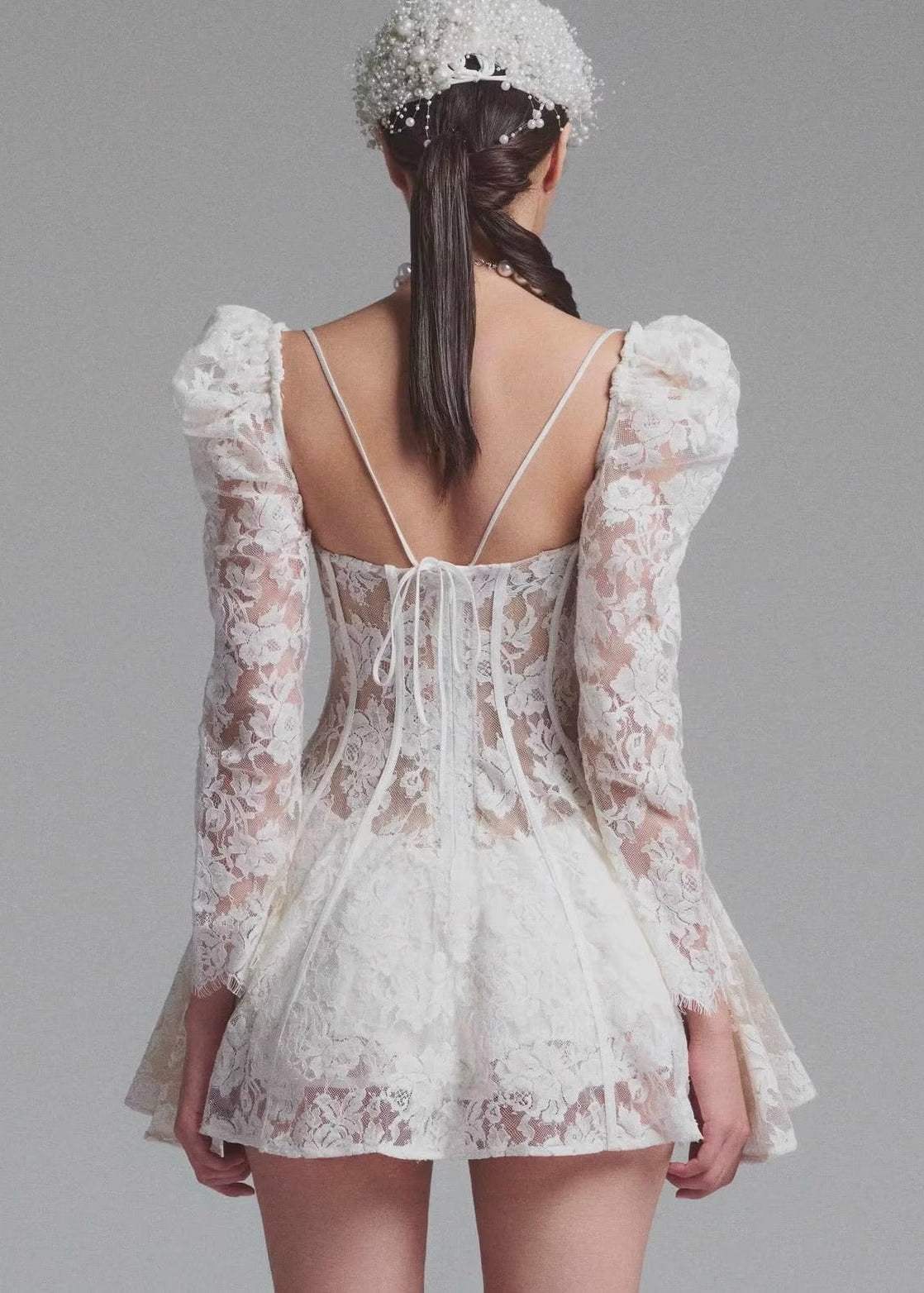 - Juliette Sheer Lace Corset Mini Dress
