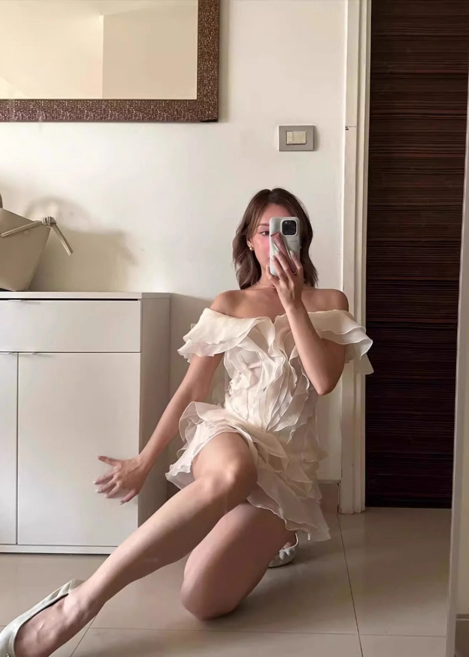 - Aurelia Ruffled Organza Mini Dress