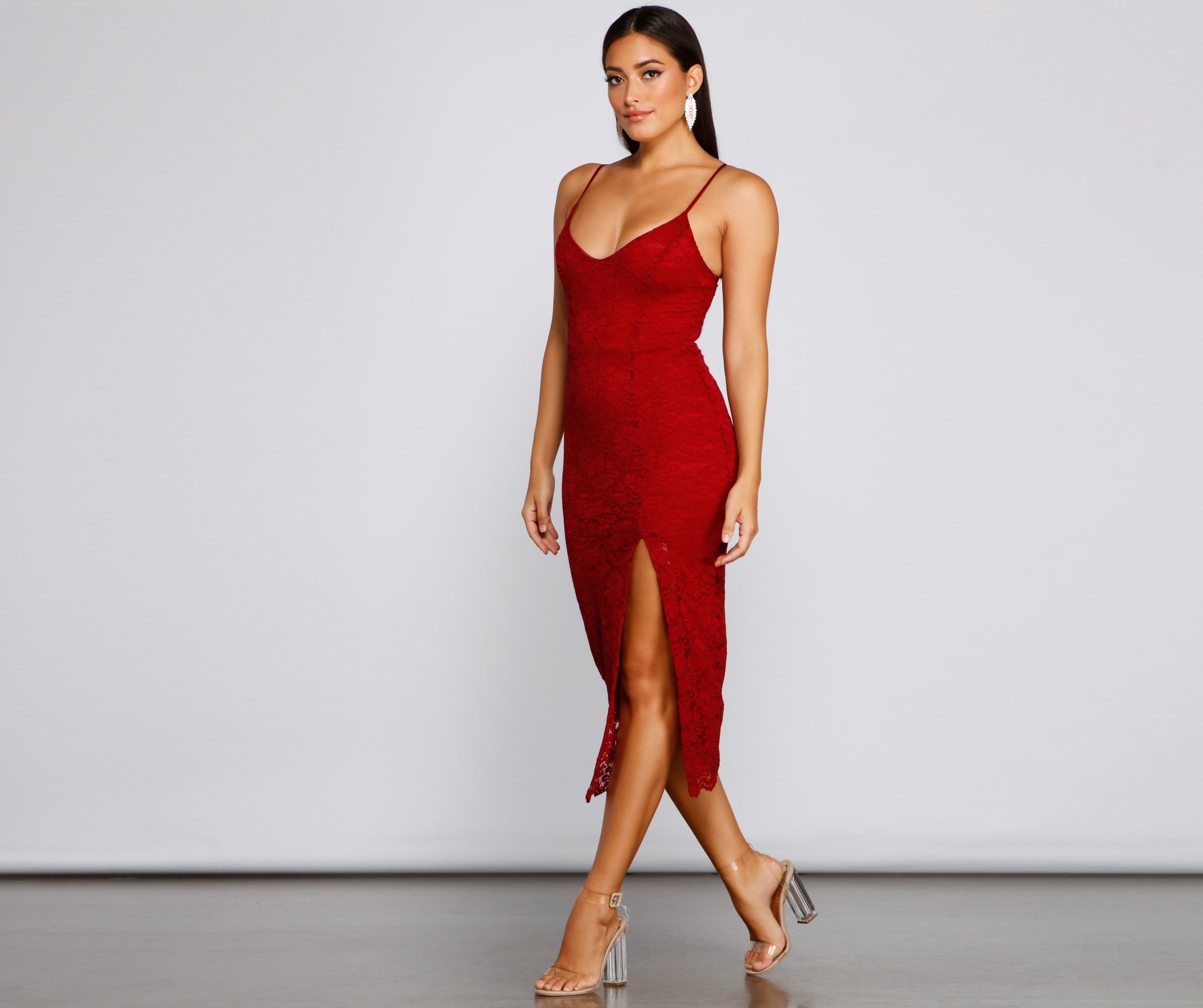 Seraphina Polished Sleeveless Lace Midi Dress