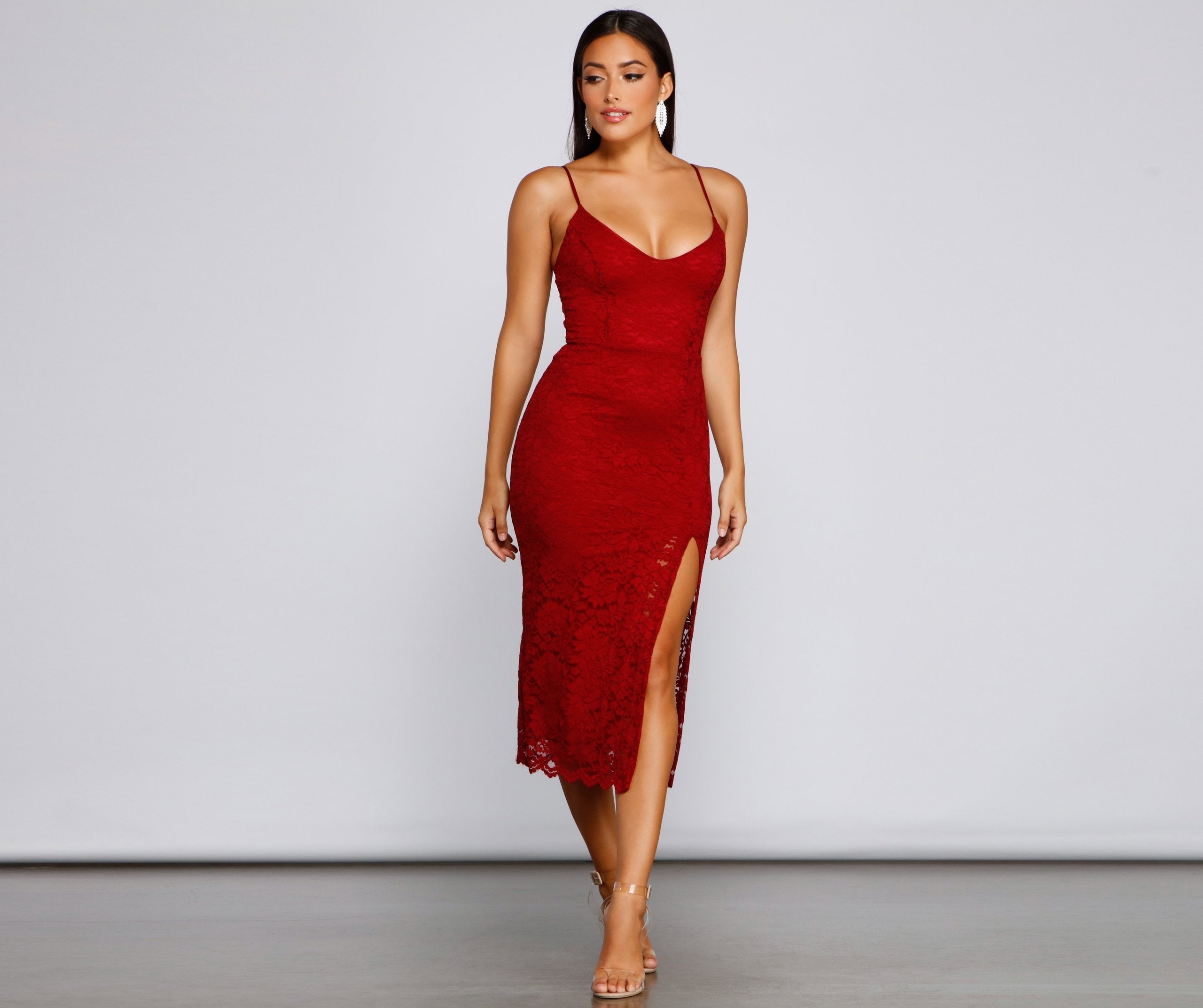 Seraphina Polished Sleeveless Lace Midi Dress