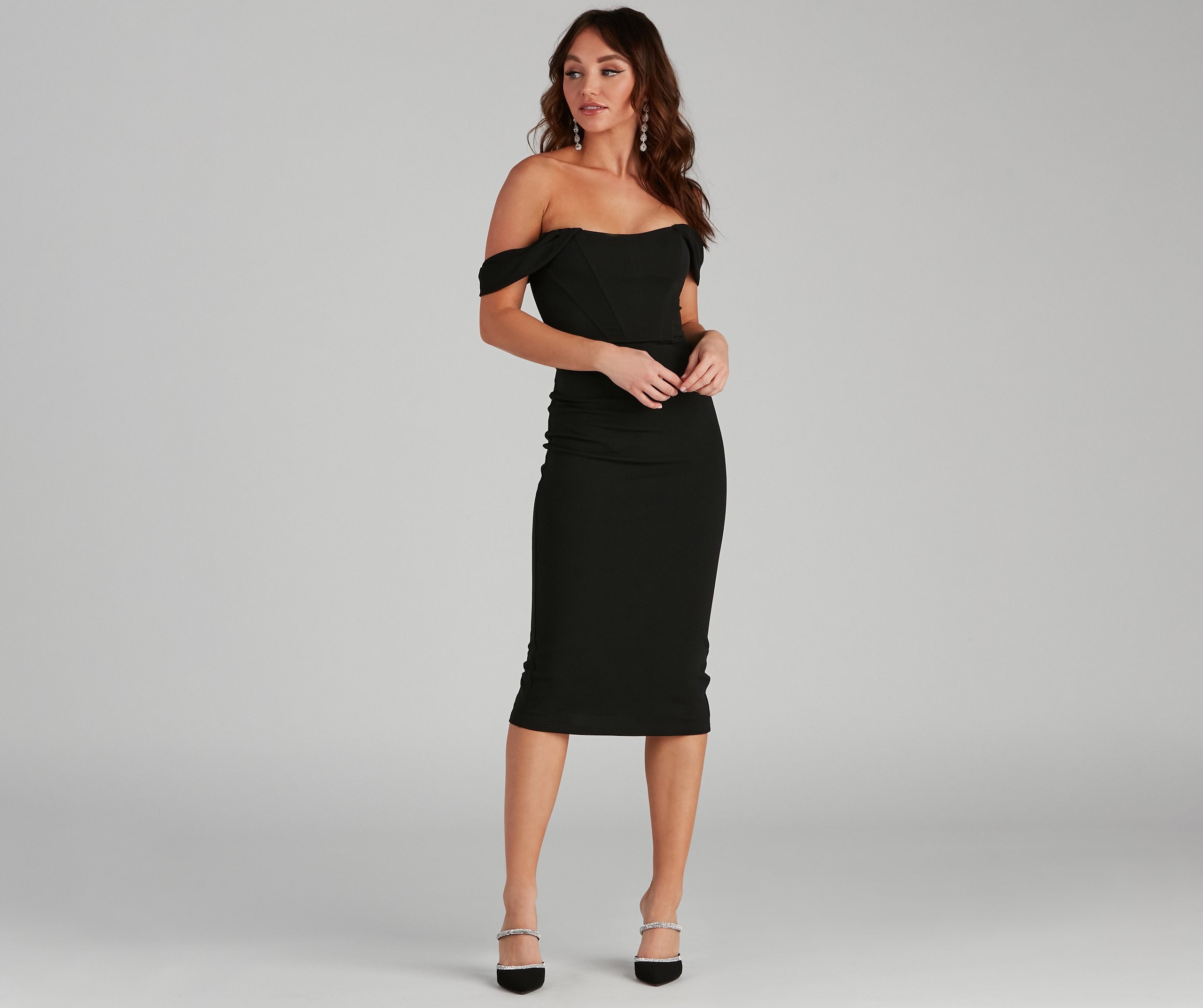 Sheila Crepe Corset Midi Sophisticated Dress
