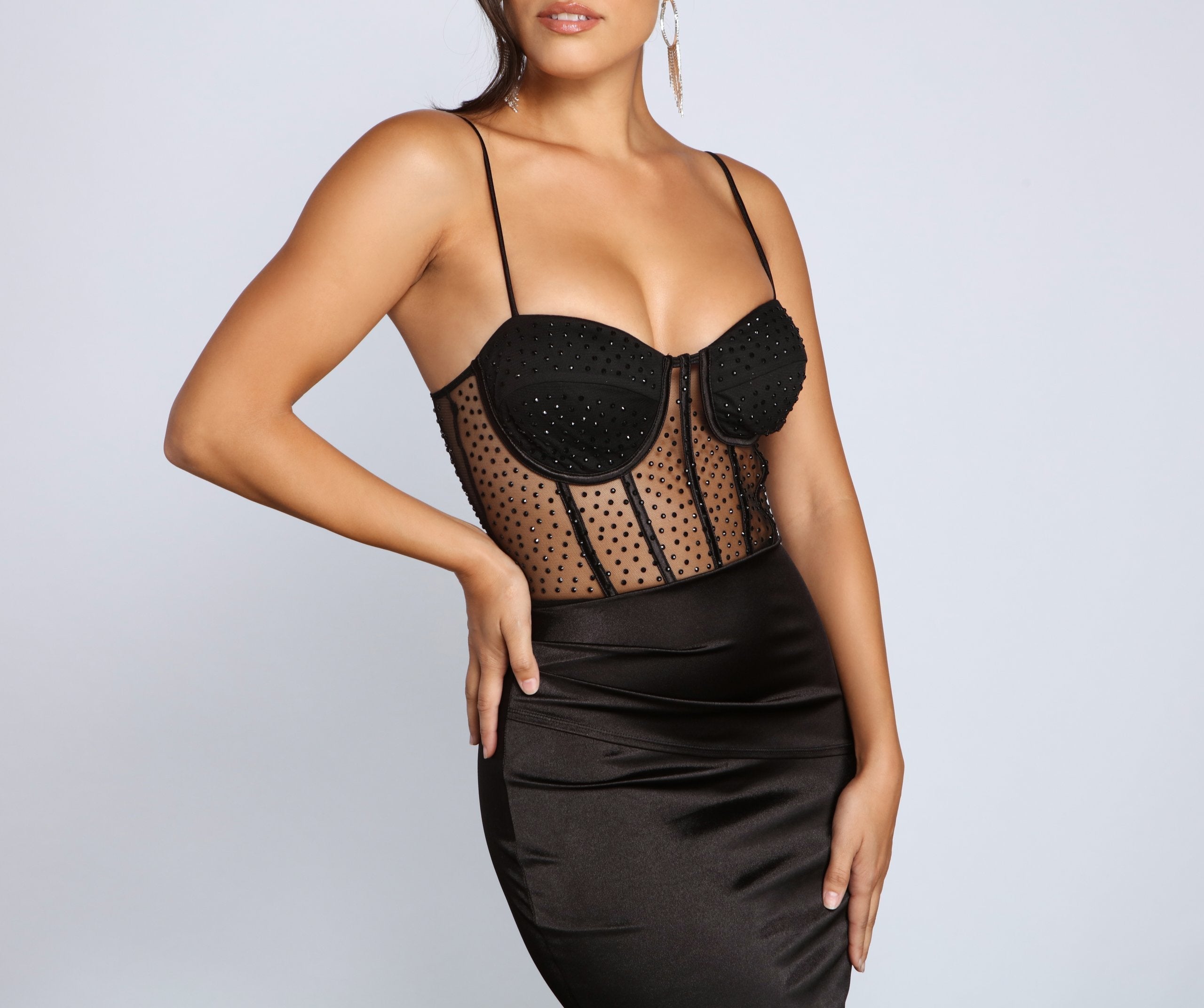 Larissa Stylish Heat Stone Satin Dress