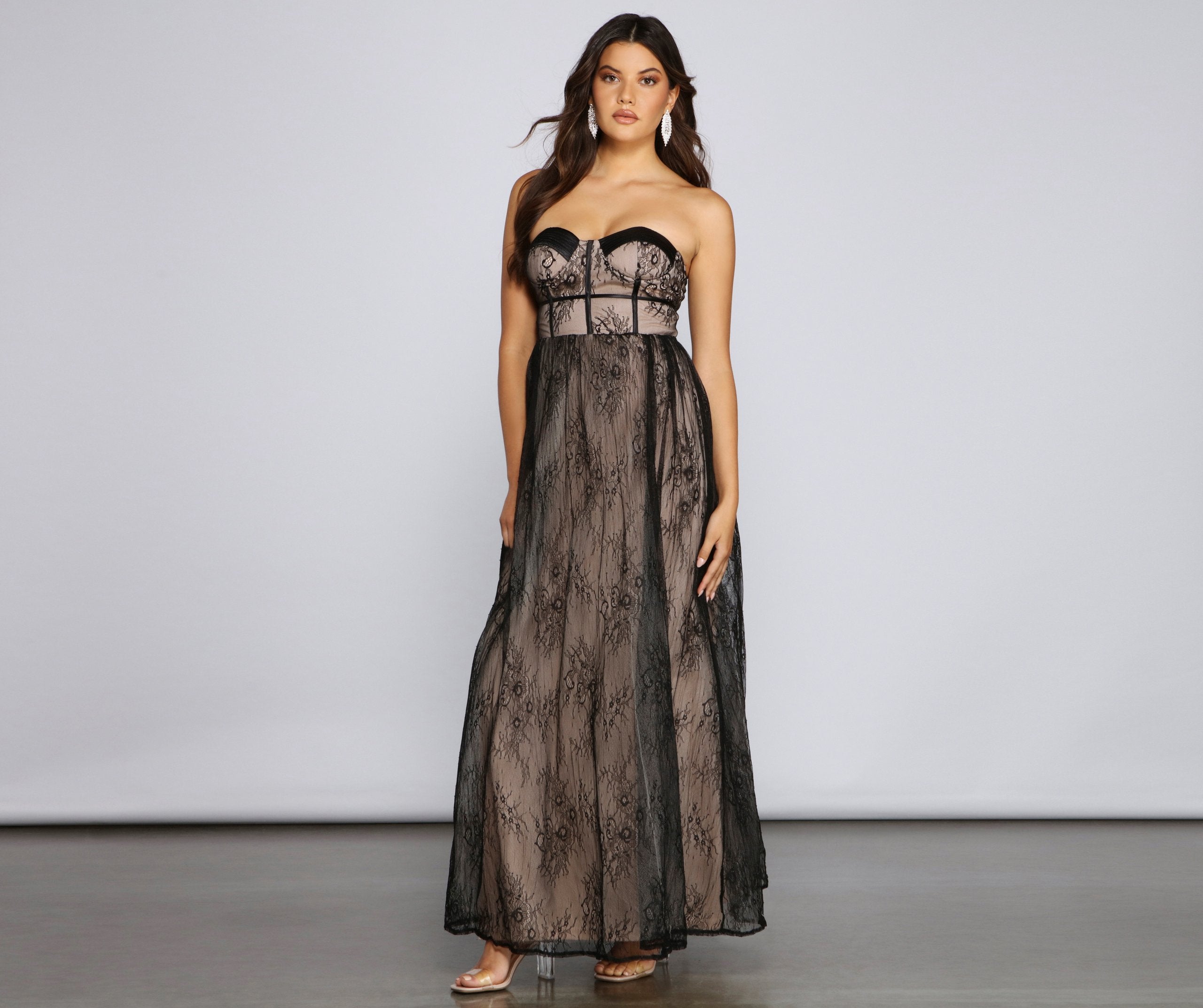 Laurel Stylish Lace Illusion Corset Dress