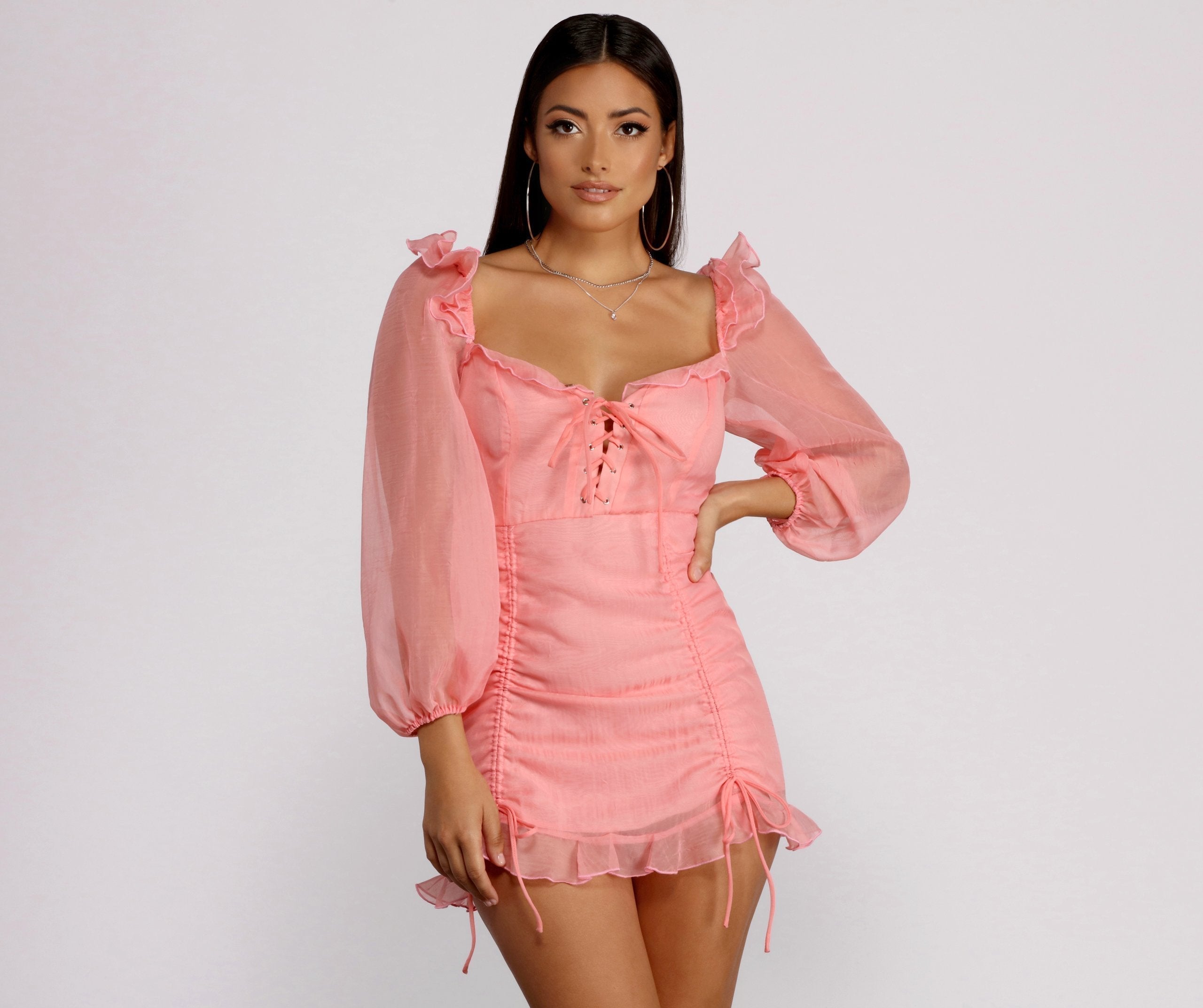Be Lace Real Organza Sleeve Mini Dress