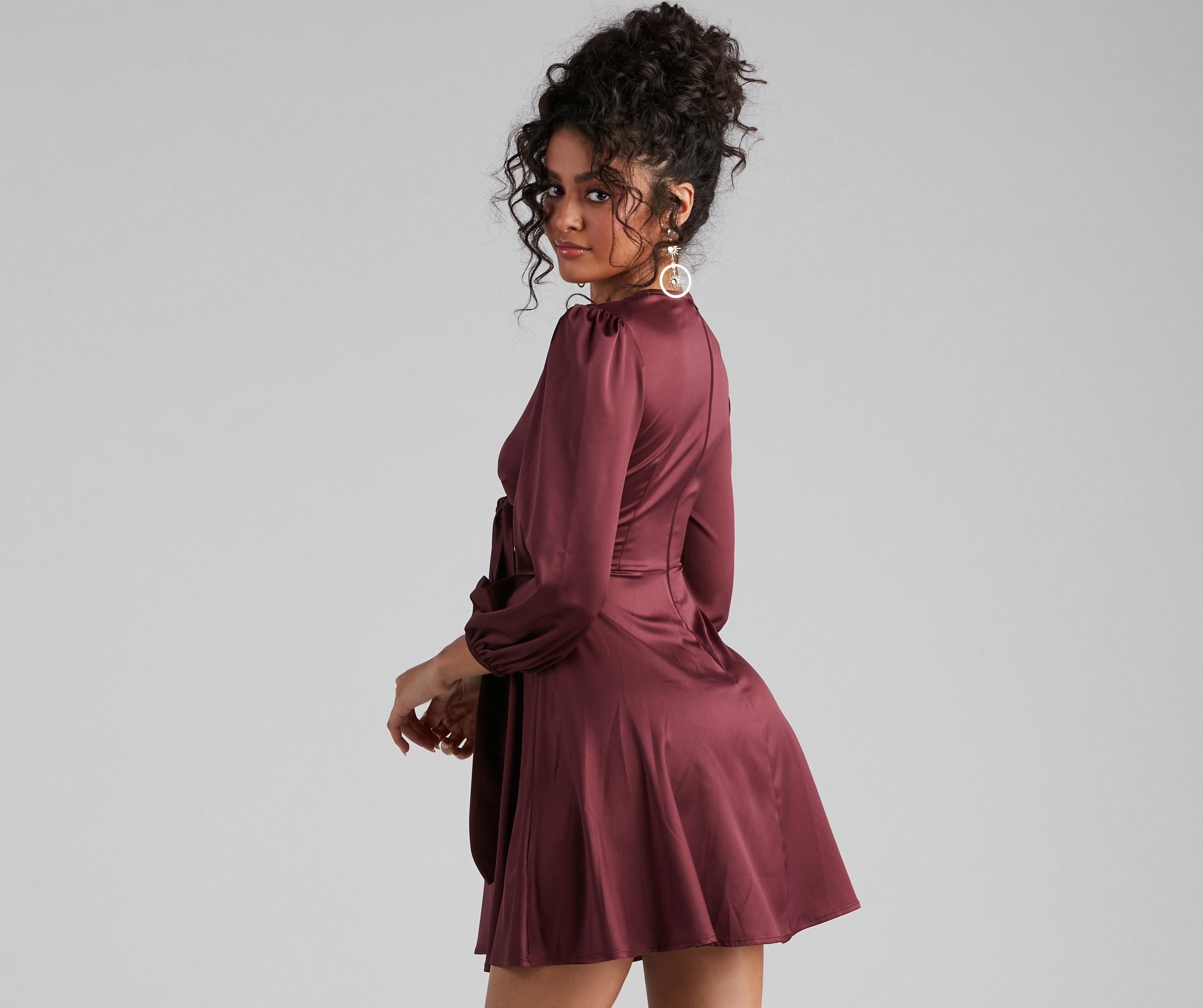Satin Sleek Tie Front Mini Dress