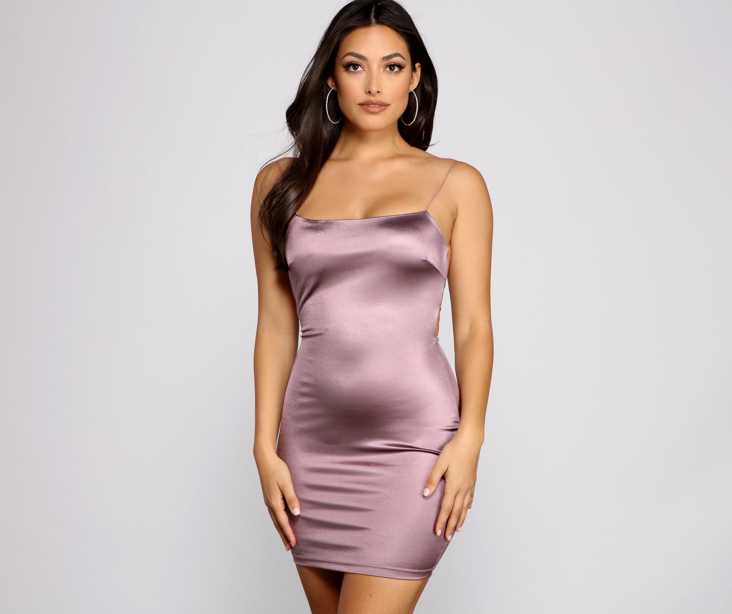 and Sleek Stunning Satin Mini Dress