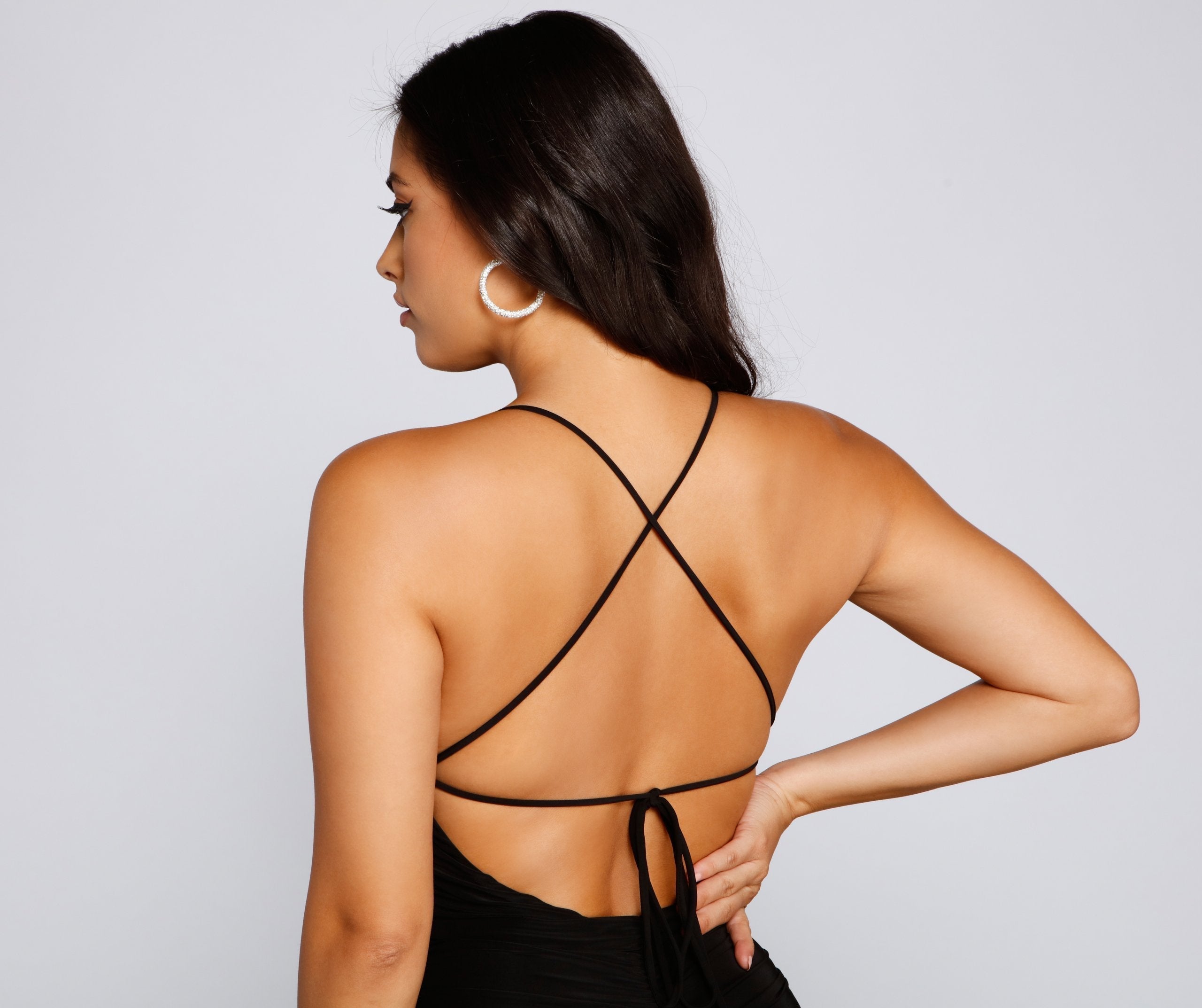 And Sleek Sultry X Back Mini Dress
