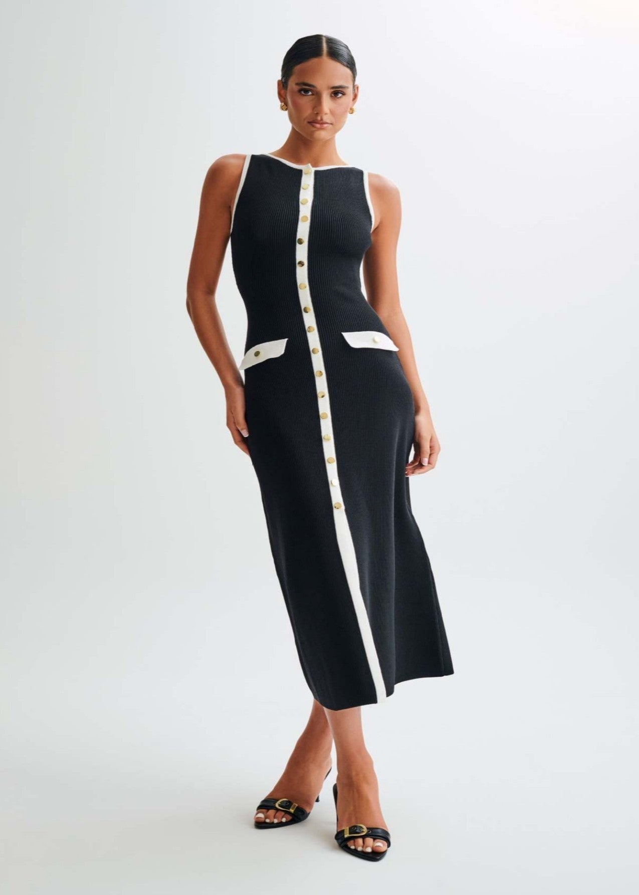 Contrast Valeria Trim Midi Dress