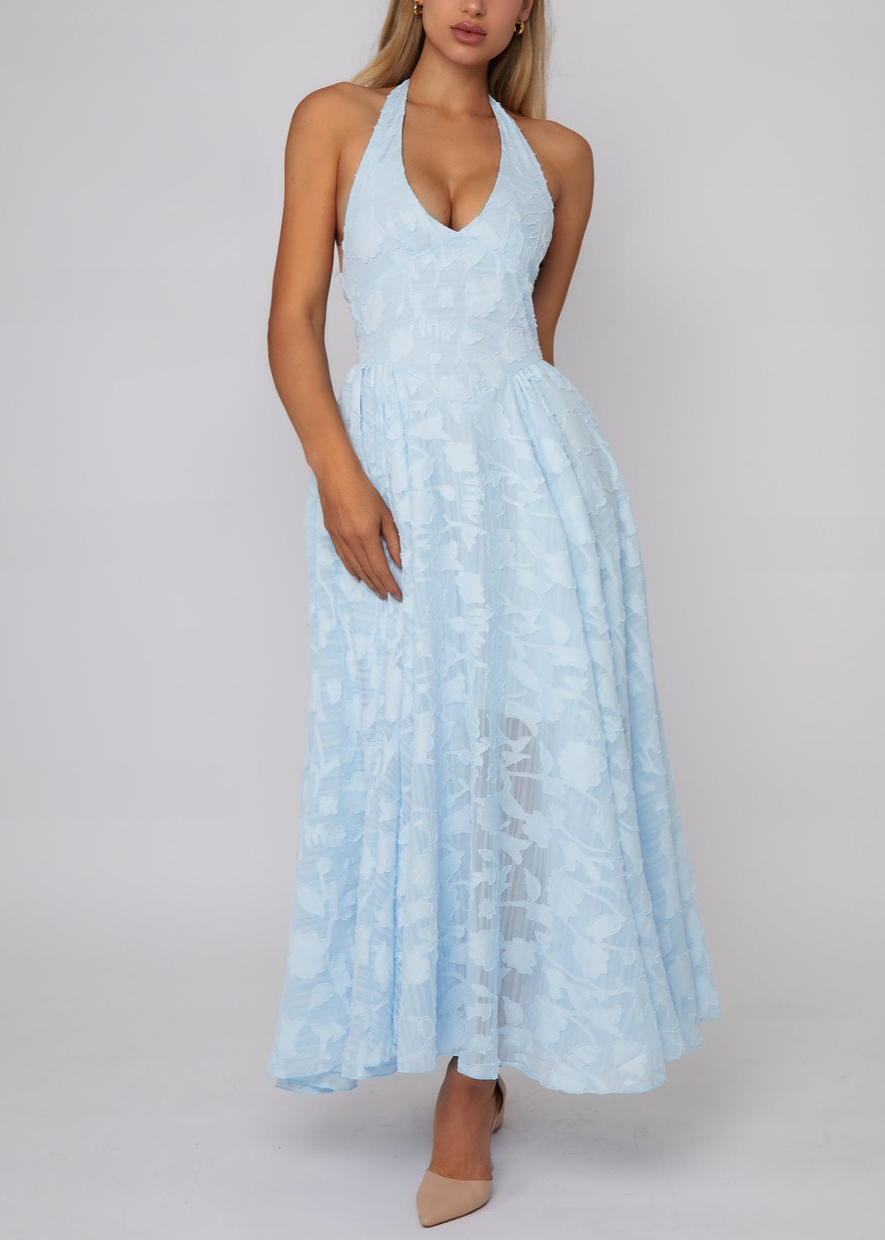 Halter Celeste Lace Maxi Dress