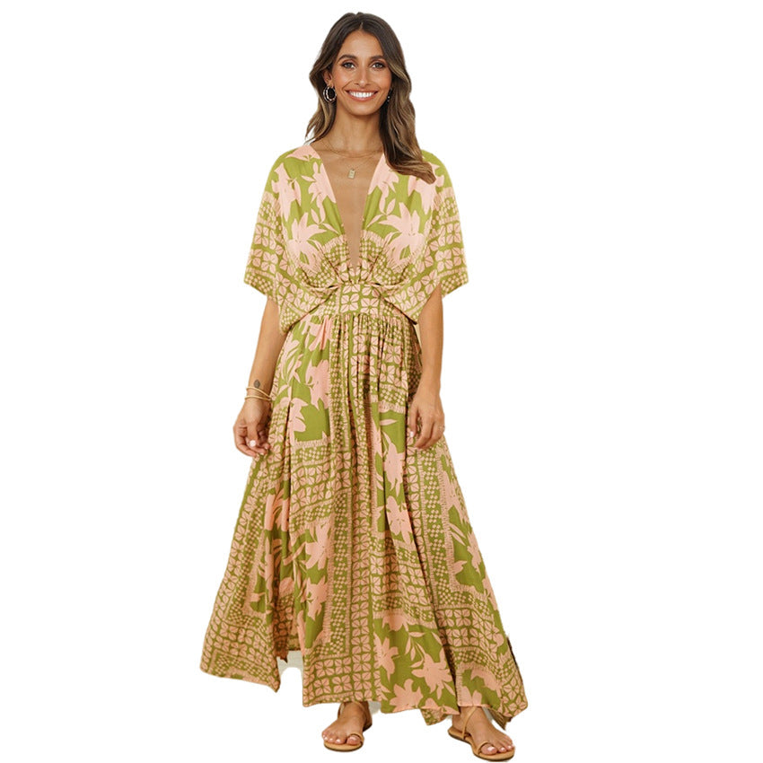 A World To See Flower Slit Midi Dress