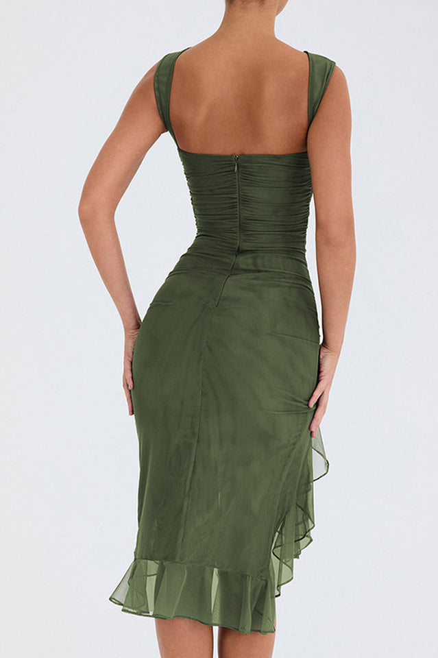 Leaf Bay Ruffle Midi Dress
