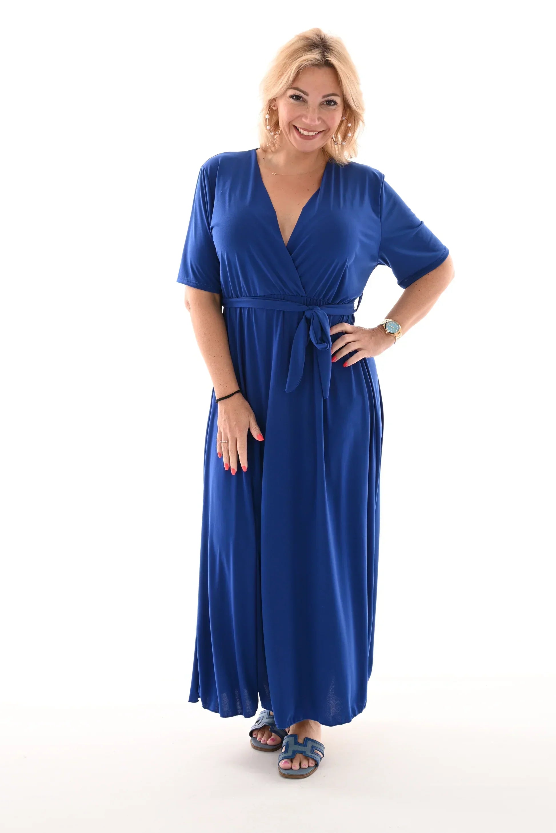 Leila Minimalist Maxi Dress Travel with Belt Premium Edit