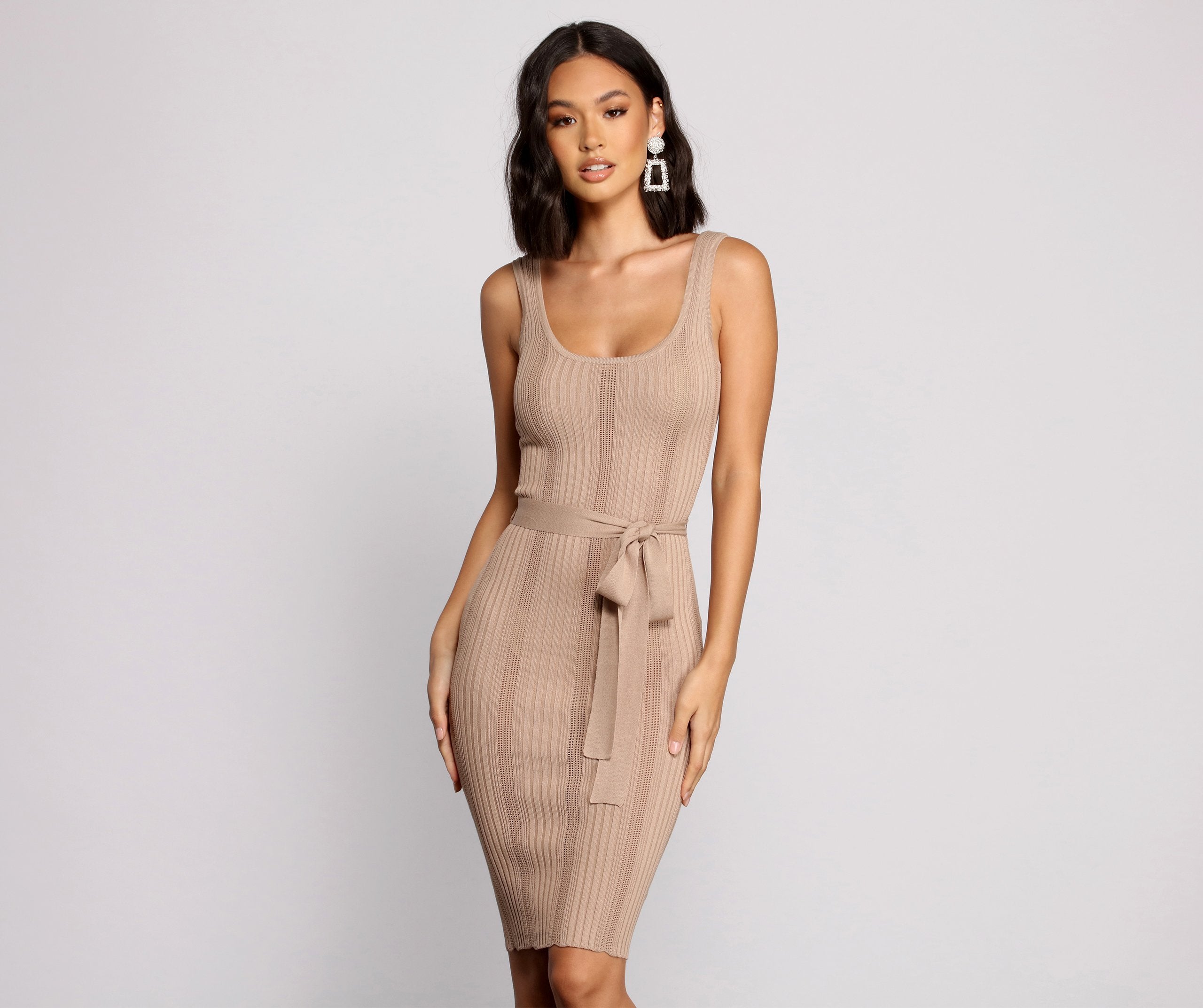 In Slay Style Ribbed Scoop Neck Midi Dress