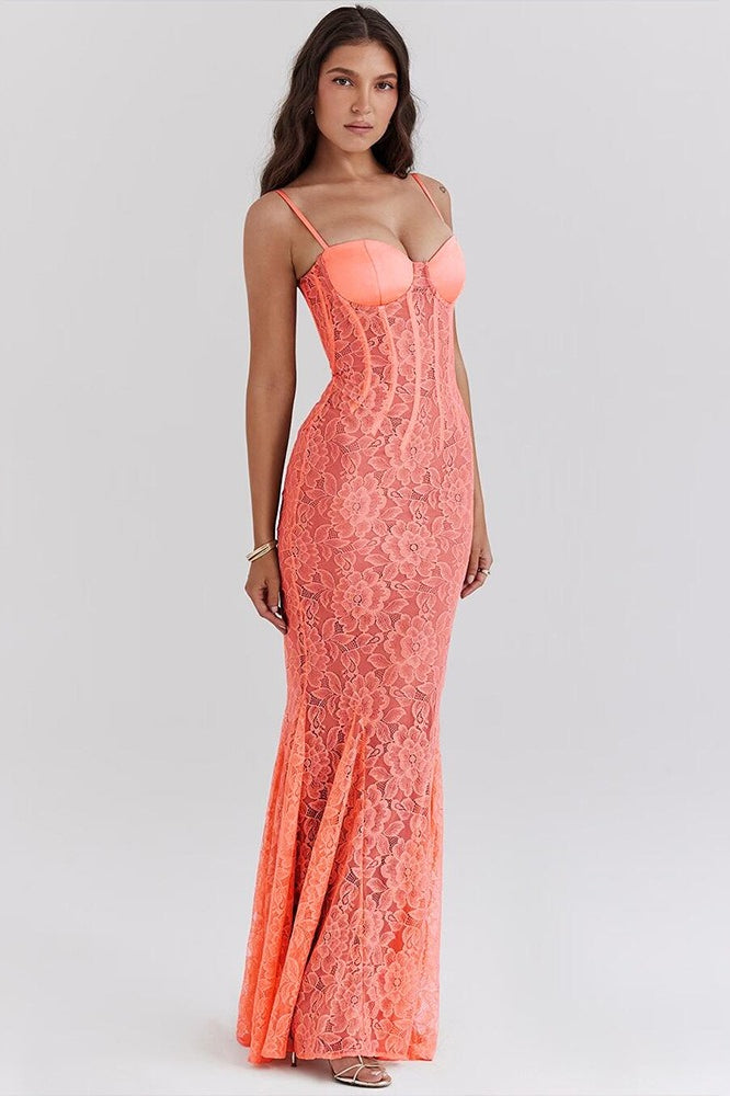 Lace Edition Backless Spaghetti Strap Maxi Dress