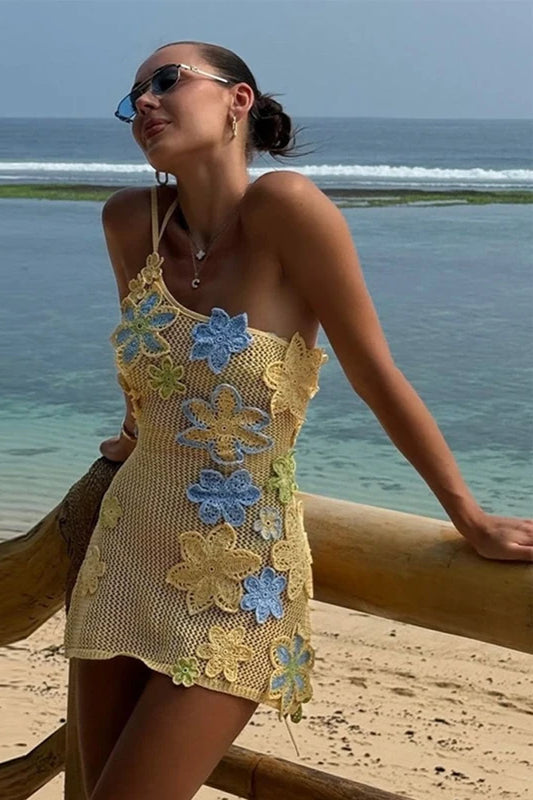 Hollow Crochet Out Mini Dress