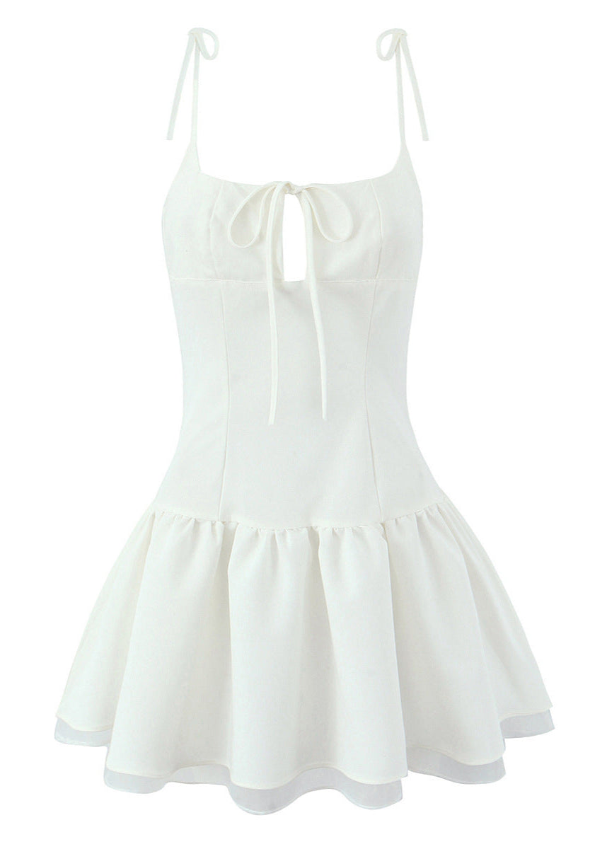 Ruffle Ivory Trim Mini Dress
