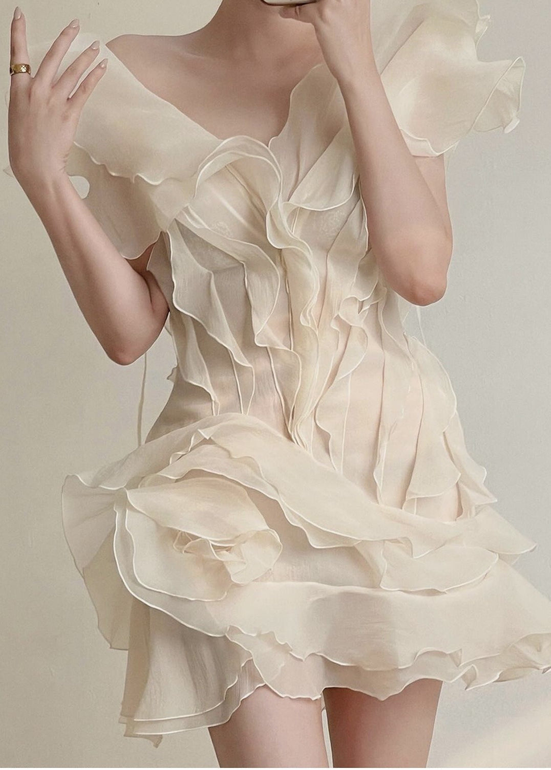 Ruffled Aurelia Organza Mini Dress