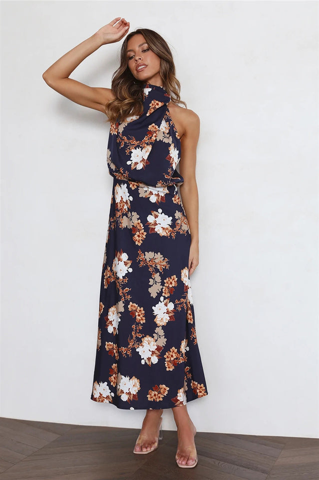 Halter Anabelle Neck Midi Dress