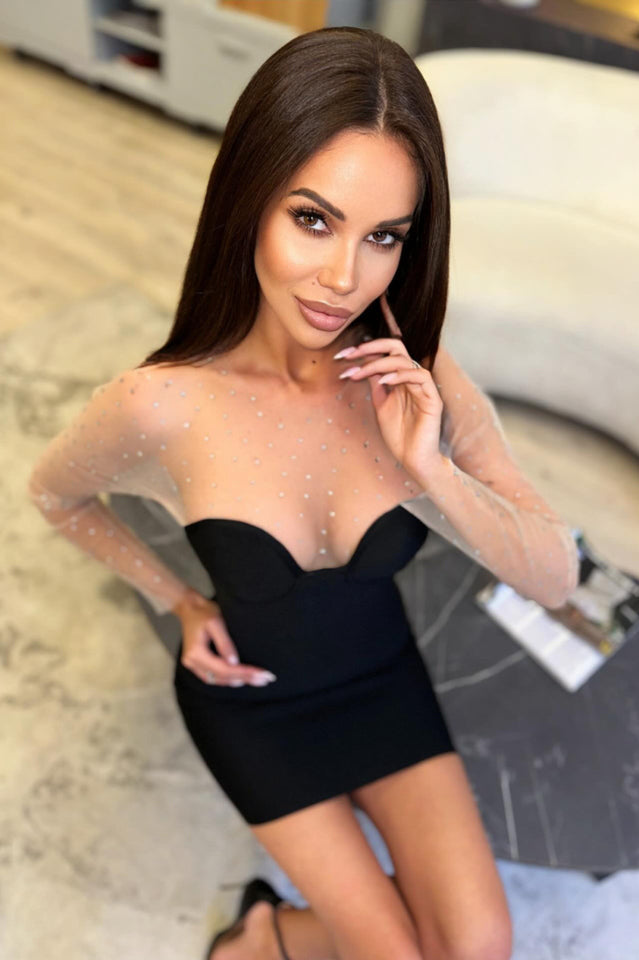 Crystal Aarohi Mesh Mini Dress