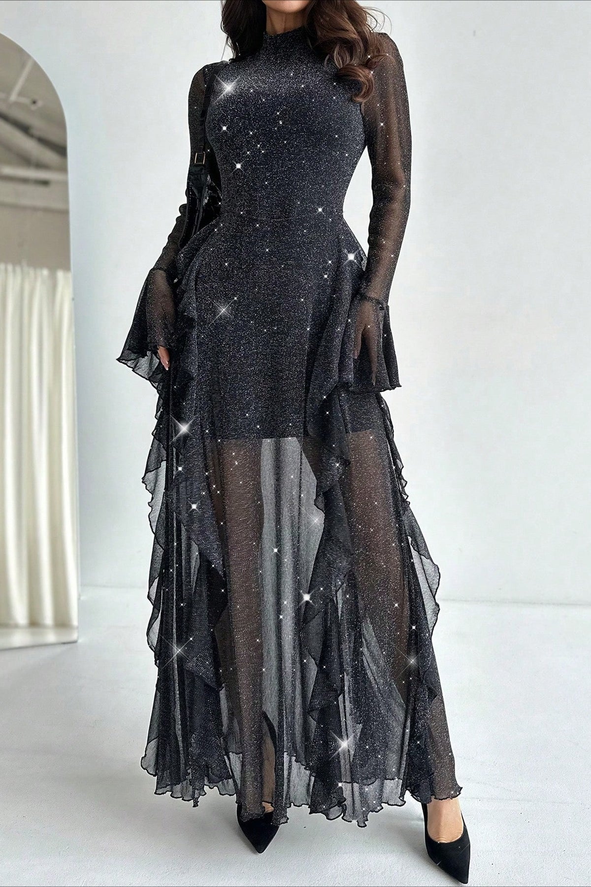 Chic Ruffled Mermaid Maxi Dress