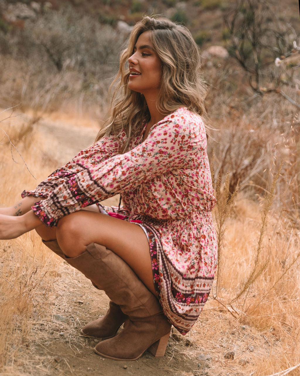 Printed Priority Tassel Dress Natural FINAL