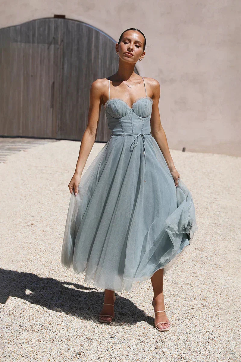 Chic Manuela Midi Dress Sage Green Statement Occasion Edit