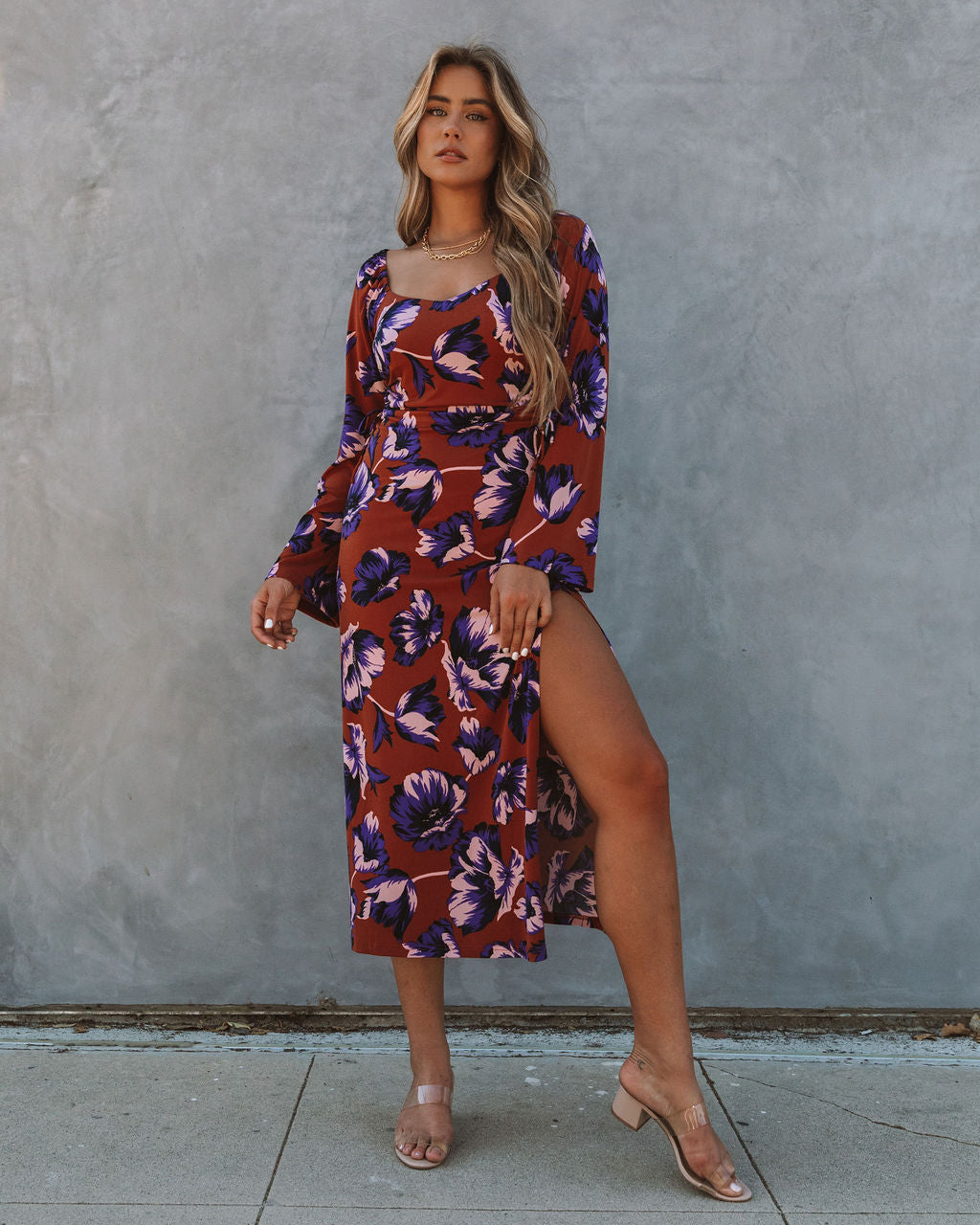 Ronin Botanical Cutout Knit Midi Dress