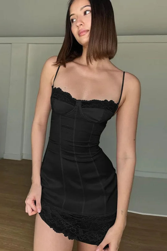 Patchwork Lace Mini Dress