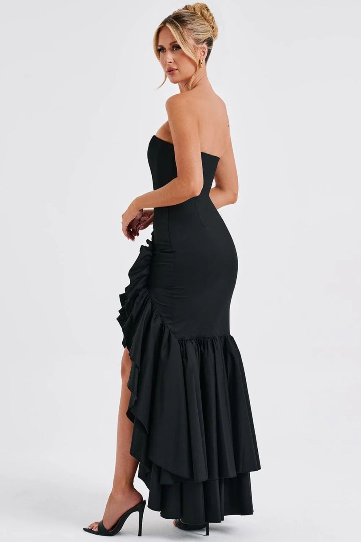 Strapless High Slit Backless Bodycon Slim Fit Graceful Prom Dress