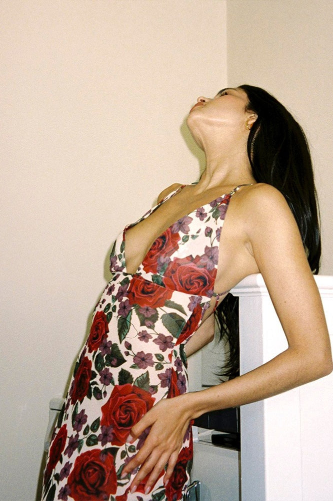 Floral Edition Print Backless Maxi Dress
