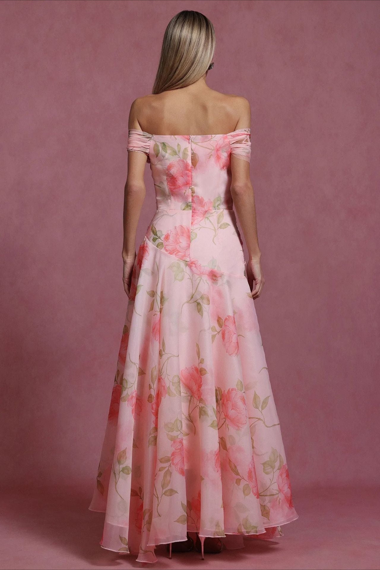 V Neck 3D Detail Chic Maxi Floral Dress