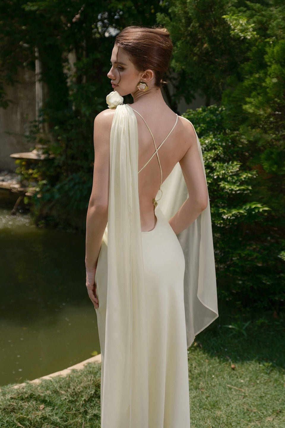 Satin Edition Backless Tie Maxi Birthday Dress