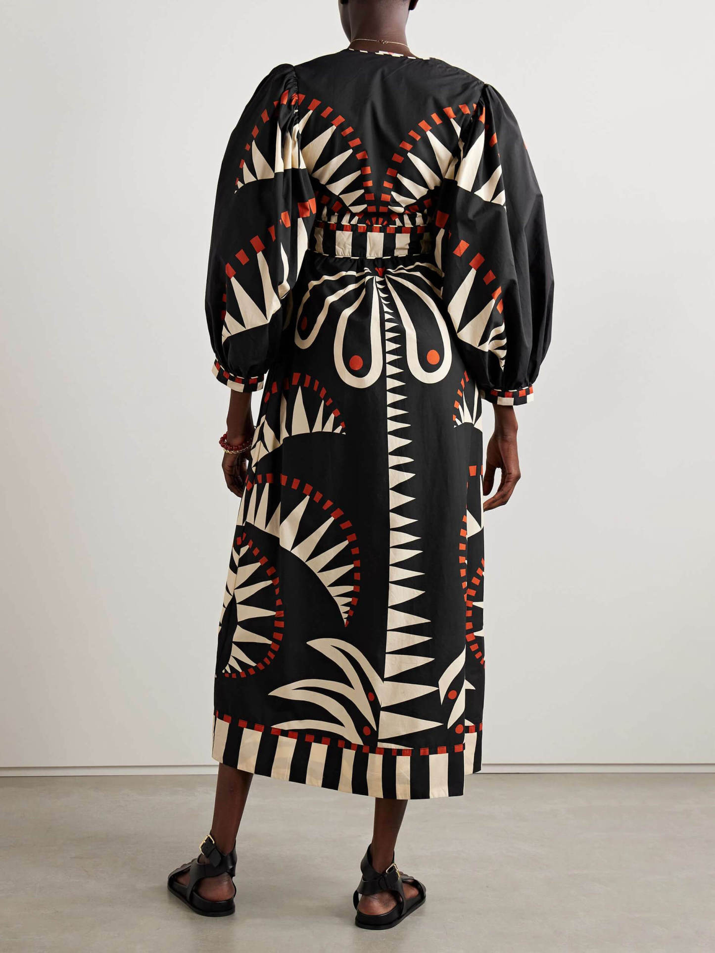 Coconut Unique Jungle Print Puff Sleeve Long Midi Dress