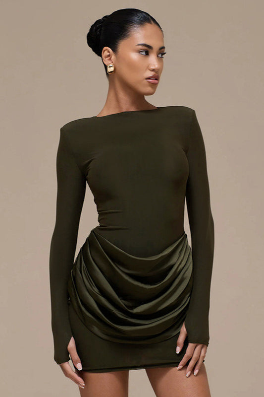 Color Solid Ruched Bodycon Dress