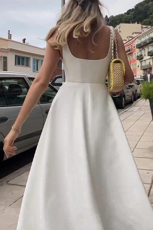 Charm Celeste Square Neck Midi Dress