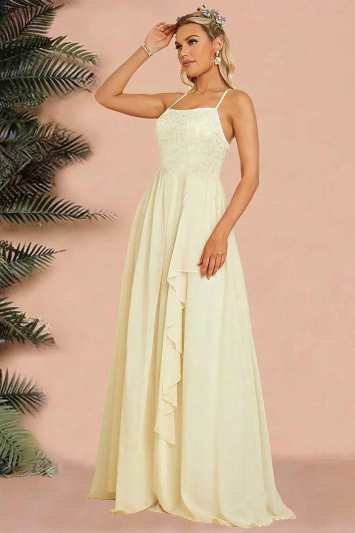 Chic Backless Spaghetti Strap Party Gown Prom Dress