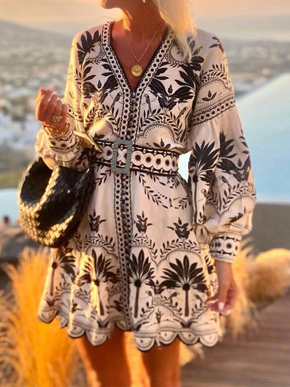 Printed Fashion Beach Loose Mini Dress