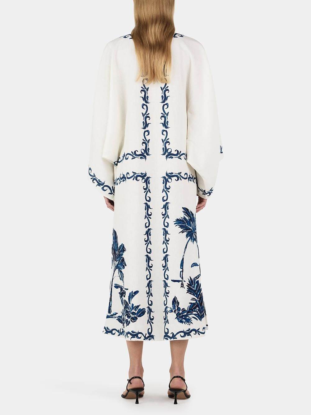 Classic Hawaiian Print Sequined Oversized Loose Midi Dress