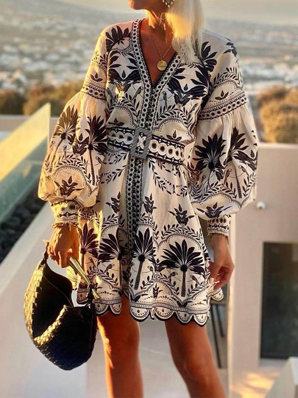Printed Fashion Beach Loose Mini Dress