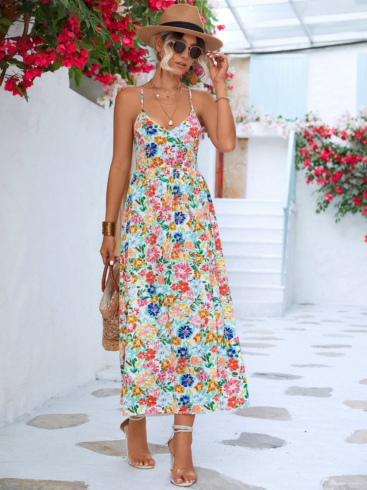 Backless Summer Split Halter Bohemian Dress